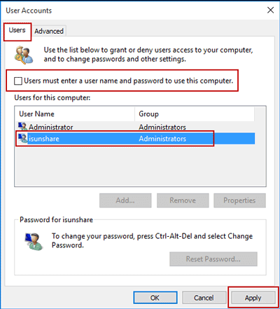 управление пользователями в Windows 10