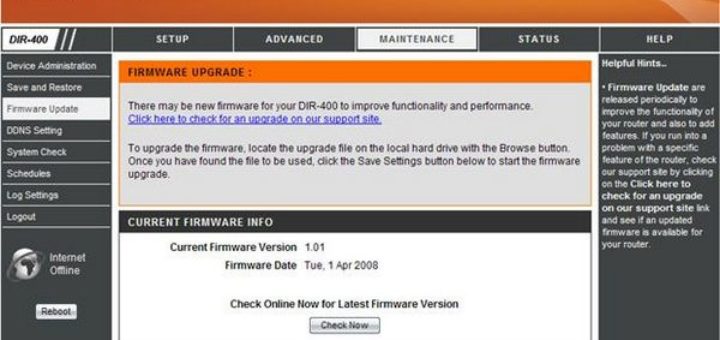 Обновить прошивку в роутере D-link DIR-100, DIR-120, DIR-300, DIR-320, DIR-400