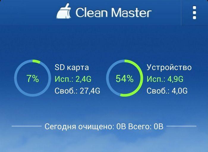 Ускорение с помощью Clean Master Clean master