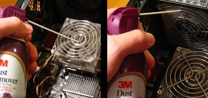 чистка сжатым воздухом cpu и блок питания